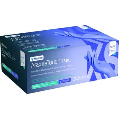 Medicom AssureTouch™ Pure Nitrile Exam Gloves, Powder Free, Latex Free, Non-Sterile, Extra Small, Blue, Textured Fingertips, 200/Box, 9970A thumbnail 11