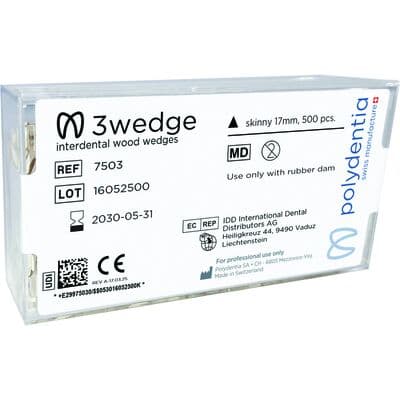 Polydentia 3wedge™ Interdental Wedges, Size Skinny, Natural Birch, 500/Pack - Polydentia 3wedge™ 500/Pack - Image 1