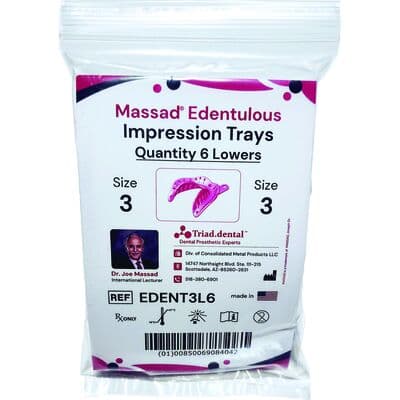 Massad Edentulous Impression Trays, Size 3 Lower, 6/Pkg, CONMP thumbnail 4