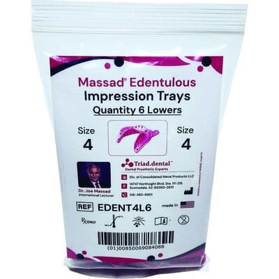 Massad Edentulous Impression Tray, Size 4 Lower, Medium/Large, 6/Pkg thumbnail 3
