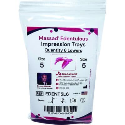 Massad Edentulous Impression Trays, Size 5 Lower, Disposable, 6/Pkg thumbnail 4