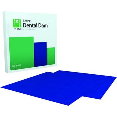 4D Hygenic Latex Dental Dam, Blue, Medium Gauge, 6" x 6", 36/Pkg thumbnail 2