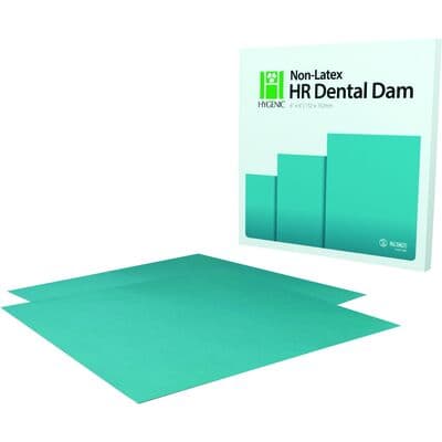 Hygenic Non-Latex Dental Dam, Medium Gauge, Teal, Unflavored, Unscented, 6" x 6", 15/Pkg thumbnail 5
