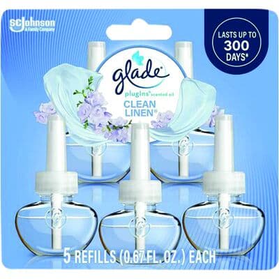 Glade Scented Oil Warmer Refill, Clean Linen, 5 Refills per Pack - Glade Scented Oil Warmers & Refills - Clean Linen Scented Warmer Refill, 5/Pkg - Image 1