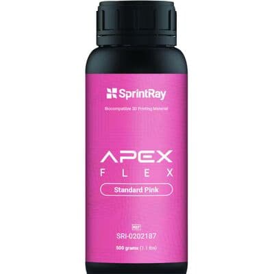 SprintRay Apex Flex Partial Base 3D Printing Resin, Standard Pink, 500g Bottle thumbnail 6