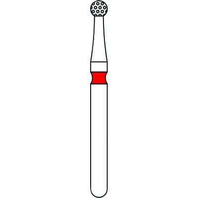 Priva Rotary Instruments Diamond Bur, FG, Round, Fine, Red, 1.6 mm Head Diameter, #801-016F, 5/Pkg, P801016F thumbnail 5