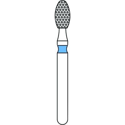 Priva Rotary Instruments Diamond Bur, FG, Medium Grit, Blue Ring, Egg Shape, #379-023M, 2.3 mm Head Diameter, 5/Pkg thumbnail 5