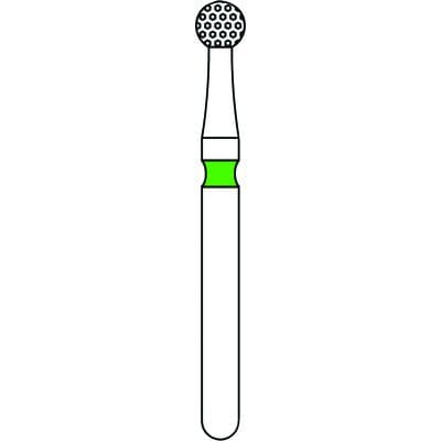 Priva Rotary Instruments Diamond Bur, FG, Round, Coarse, Green, 2.1 mm Head Diameter, 5/Pkg, 801-021C thumbnail 5