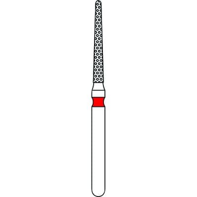 Priva Rotary Instruments Diamond Bur, FG, Fine Grit, Red Ring, Round End Taper, #850-012F, 1.2 mm Head Diameter, 5/Pkg, P850012F thumbnail 5