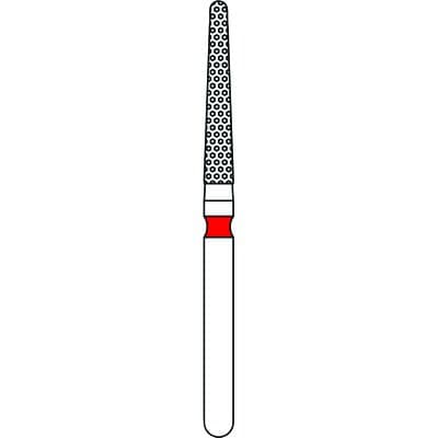 Priva Rotary Instruments Diamond Bur, FG, Fine Grit, Red Ring, Round End Taper, #850-016F, 1.6 mm Head Diameter, 5/Pkg thumbnail 5