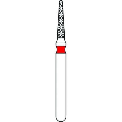 Priva Rotary Instruments Diamond Bur 852-012F, FG, Fine Grit, Red Ring, Needle Shape, 1.2 mm Head Diameter, 5/Pkg thumbnail 5