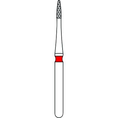 Priva Rotary Instruments Diamond Bur, FG, Fine, Red, Flame, 0.9 mm Head Diameter, 5/Pkg, #889-009F (P889009F) thumbnail 5