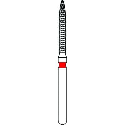 Priva Rotary Instruments Diamond Bur 863-012F, FG, Fine Grit, Red Ring, Flame Shape, 1.2 mm Head Diameter, 5/Pkg thumbnail 4