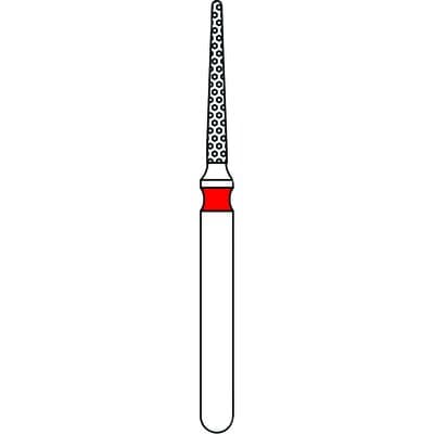 Priva Rotary Instruments Diamond Bur, FG, Fine Grit, Red Ring, Needle Shape, #858-010F, 1.0 mm Head Diameter, 5/Pkg thumbnail 4