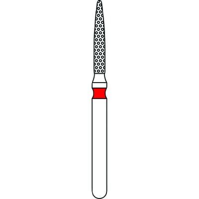 Priva Rotary Instruments Diamond Bur 888-012F, FG, Fine Grit, Red Ring, Flame Shape, 1.2 mm Head Diameter, 5/Pkg, P888012F thumbnail 5