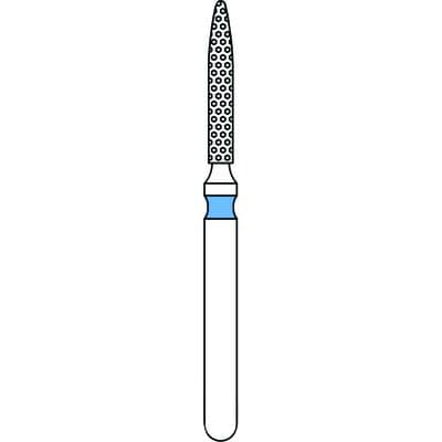 Priva Rotary Instruments Diamond Bur, FG, Medium Grit, Blue Ring, Flame Shape, #862, 1.2 mm Head Diameter, 5/Pkg - Priva Rotary Instruments Diamond Burs – FG, Medium, Blue, Flame, # 862, 5/Pkg - 1.2 mm Head Diameter - Image 1