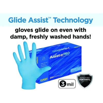 Alasta® Pro Nitrile Exam Gloves, Powder-Free, Medium, Blue, 200/Box, with Glide Assist™ Technology thumbnail 4