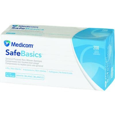 Medicom SafeBasics General Purpose Non-Woven Sponges, 4" x 4", 4-Ply, Nonsterile, 200/Pkg thumbnail 2