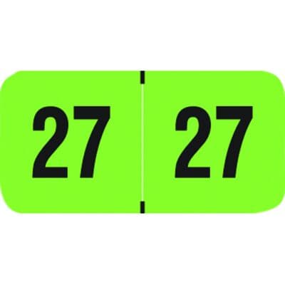 2027 Fluorescent Aging Labels, 1-1/2" W x 3/4" H, Fluorescent Green, 500/Roll - 2027 Fluorescent Aging Labels – 1 1/2" W x 3/4" H, 500/Roll - Fluorescent Green - Image 1
