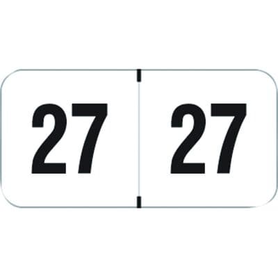 2027 Smead/Jeter Compatible Yearly Aging Labels, 1-1/2" x 3/4", White/Black, 500/Roll - 2027 Smead/Jeter Compatible – 1 1/2" W x 3/4" H, White/Black, 500/Roll - White/Black, 500/Roll - Image 1