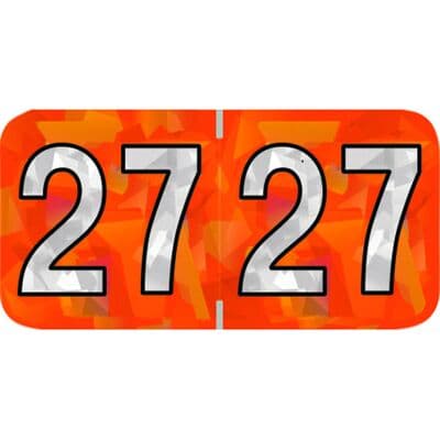 2027 Holographic Aging Labels, 1-1/2" W x 3/4" H, Orange, 500/Roll - 2027 Holographic Aging Labels – 1 1/2" W x 3/4" H, 500/Roll - Orange - Image 1