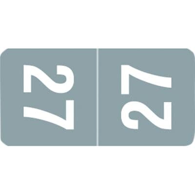 Smead Compatible 2027 Aging Labels, Top Tab, 1/2" W x 1" H, Gray/White, 500/Pkg - 2027 Smead Compatible Aging Labels – Gray/White - Top Tab, 1/2" W x 1" H, Gray/White, 500/Pkg - Image 1