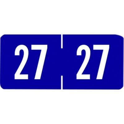 2027 Tab Compatible Aging Labels, Purple/White, 1-1/4" W x 3/4" H, 500/Roll - 2027 Tab Compatible Aging Labels – Purple/White, 500/Roll - 1 1/4" W x 3/4" H, Purple/White - Image 1