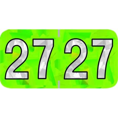 2027 Holographic Aging Labels, 1-1/2" W x 3/4" H, Lime, 500/Roll - 2027 Holographic Aging Labels – 1 1/2" W x 3/4" H, 500/Roll - Lime - Image 1