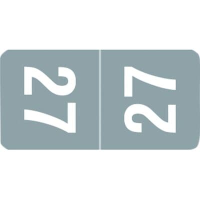 Smead Compatible 2027 Aging Labels, Top Tab, 1/2" W x 1" H, Gray/White, 500/Roll - 2027 Smead Compatible Aging Labels – Gray/White - Top Tab, 1/2" W x 1" H, Gray/White, 500/Roll - Image 1