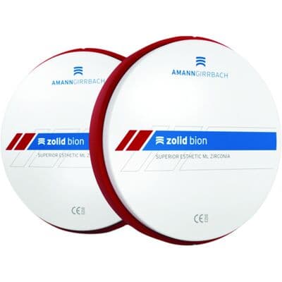 Zolid Bion 3D Zirconia CAD/CAM Disc, Shade BL0, 98 x 18 mm, 1 Disc thumbnail 2