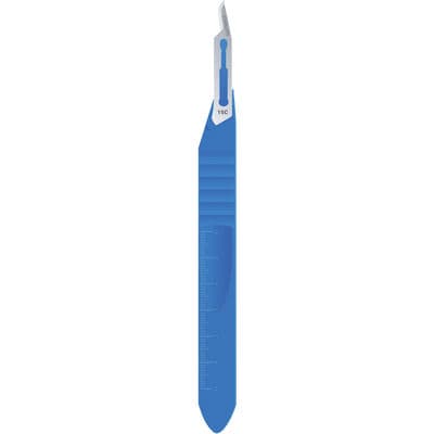 TBS BASICS Disposable Scalpel with Plastic Handle, Size 15C, Sterile, 10/Box - TBS BASICS Disposable Scalpel with Plastic Handle – 10/Box - 15C - Image 1
