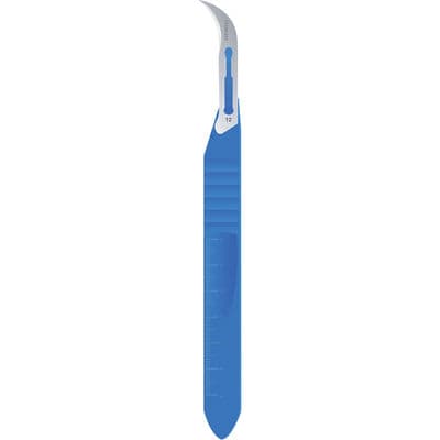 TBS BASICS Disposable Scalpel with Plastic Handle, Sterile, Blade Size 12, 10/Box - TBS BASICS Disposable Scalpel with Plastic Handle – 10/Box - 12 - Image 1