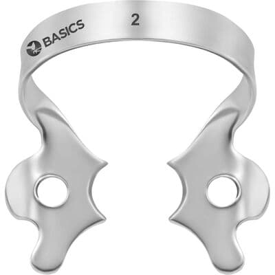 TBS BASICS Rubber Dam Clamp, Small, #2, for Lower Bicuspids, 1/Pkg - TBS BASICS Rubber Dam Clamp – Small - # 2, For Lower Bicuspids - Image 1