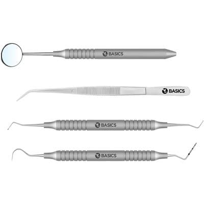 TBS BASICS Dental Exam Kit, 5-Piece, Includes Explorer, Pliers, Mirror Handle, Mirror, Excavator thumbnail 2