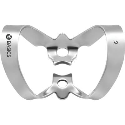 TBS BASICS Rubber Dam Clamp, Regular Size, #9, For Upper and Lower Cuspids and Anteriors, 1/Pkg - TBS BASICS Rubber Dam Clamp – Regular Size - # 9, For Upper and Lower Cuspids and Anteriors - Image 1