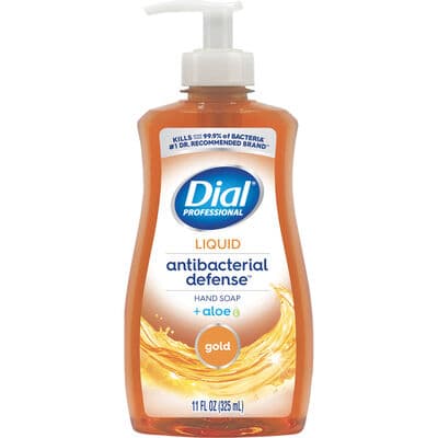 Dial Professional Antibacterial Defense Gold Liquid Hand Soap with Aloe, 11 oz Pump Bottle, 12/Case thumbnail 4