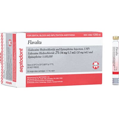 Flavalta Lidocaine HCl 2% with Epinephrine 1:100,000 Dental Anesthetic Cartridges, 1.7 mL, 50/Box, NDC 00362-1200-50 thumbnail 5