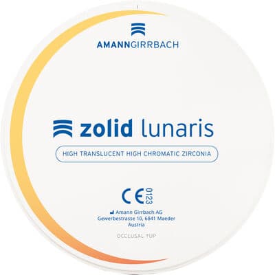 Zolid Lunaris Class 5 Zirconia CAD/CAM Disc, Shade A3, 98 x 12 mm, 1/Pkg thumbnail 2