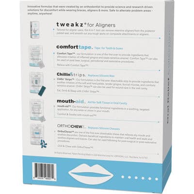 Tweakz for Aligners Treatment Starter Kit – Includes Tweakz Tool, Chillin' Strips, OrthoChewz, Mouth-aid, and Comfort Tape, 1 Kit thumbnail 2