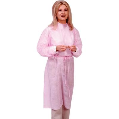 Maytex Isolation Gown with Elastic Cuff, Pink, Disposable, One Size Fits All, 50/Case thumbnail 2