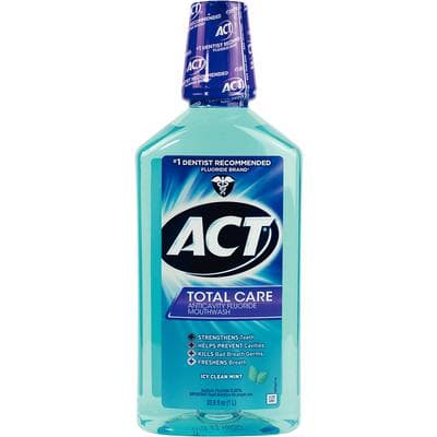 ACT Total Care Icy Clean Mint Mouthwash, 33.8 oz, Fluoride, Alcohol Free, 6/Case thumbnail 3