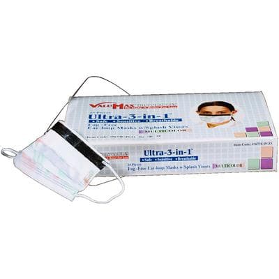 Ultra 3-in-1™ Procedural Earloop Mask with Splash Visor, ASTM Level 3, Fluid-Resistant, Multicolor, 25/Box thumbnail 2