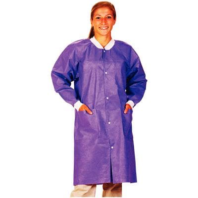 Extra-Safe Knee-Length Lab Coats, Purple, Large, 10/Pk, 3660PPL thumbnail 8
