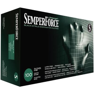 SemperForce® Nitrile Exam Gloves, Powder Free, Textured, Non-Sterile, Small, Black, 100/Box, BKNF102 thumbnail 5