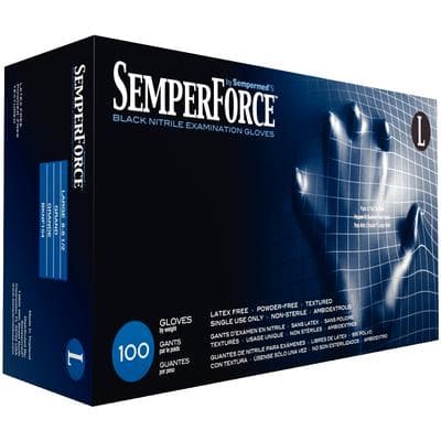 SemperForce® Nitrile Exam Gloves, Powder Free, Non-Sterile, Large, Black, 100/Box thumbnail 3