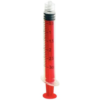 Vista Apex Colored Luer-Lock Irrigating Syringe, 3cc, Red, 80/Box, #317158 thumbnail 5