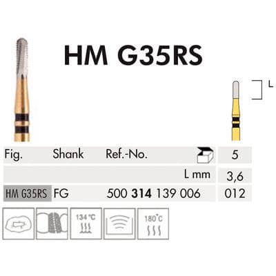 Meisinger HMG35RS Tungsten Carbide Crown Cutter Bur, Round End Cylinder, Friction Grip, 1.2 mm Diameter, 5/Pkg thumbnail 4