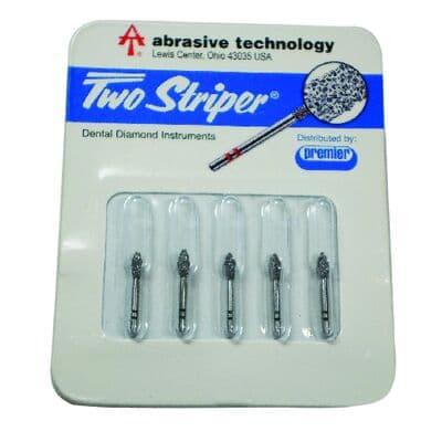 Two Striper ShortCut Diamond Bur, FGSS, Football, #285.5S, Coarse, Green, 2.3 mm Major/0.7 mm Minor, 5/Pk, 2015900 thumbnail 12