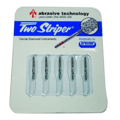 Two Striper ShortCut Diamond Bur, FGSS, Bevel-End Cylinder, #250.8 S, Coarse, Green, 1.2 mm Major/0.4 mm Minor Diameter, 8 mm Length, 5/Pk, 2015902 thumbnail 11