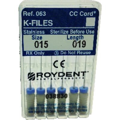 Roydent K-Type Files, Size #15, 19mm, Stainless Steel, White, 6/Pack, 06319015R thumbnail 7